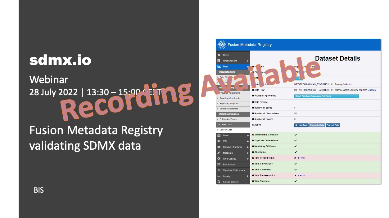 Fusion Metadata Registry's data validation functions help improve data quality and streamline the process of data exchange.